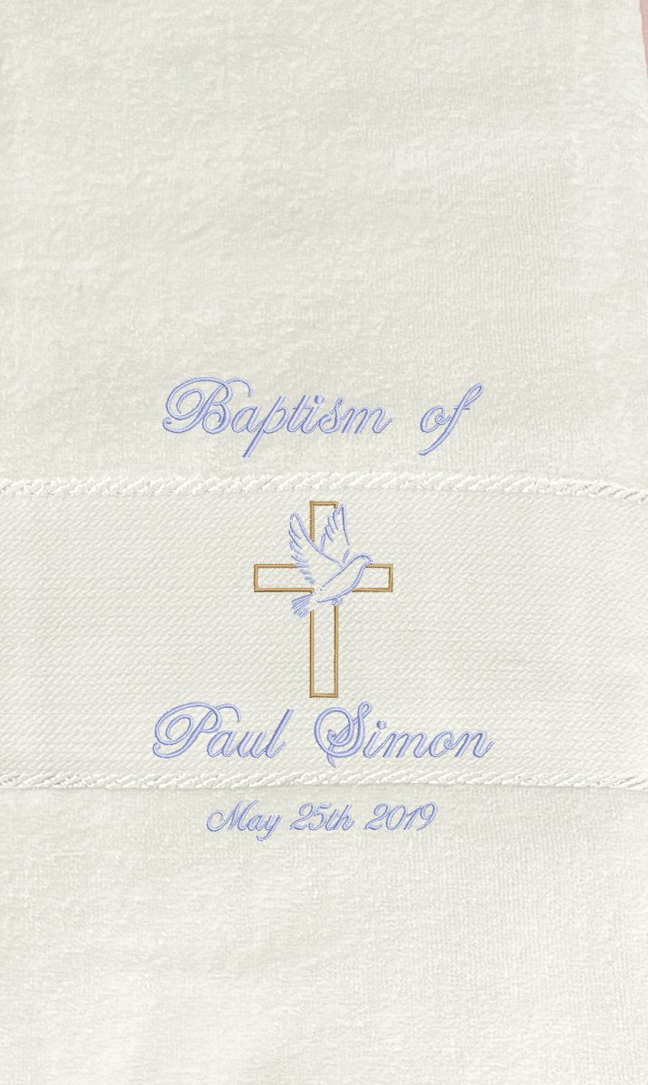 Customised Embroidered Christening Towel — Boy, a Treasured Keepsake - JMJ Catholic Productsvariant
