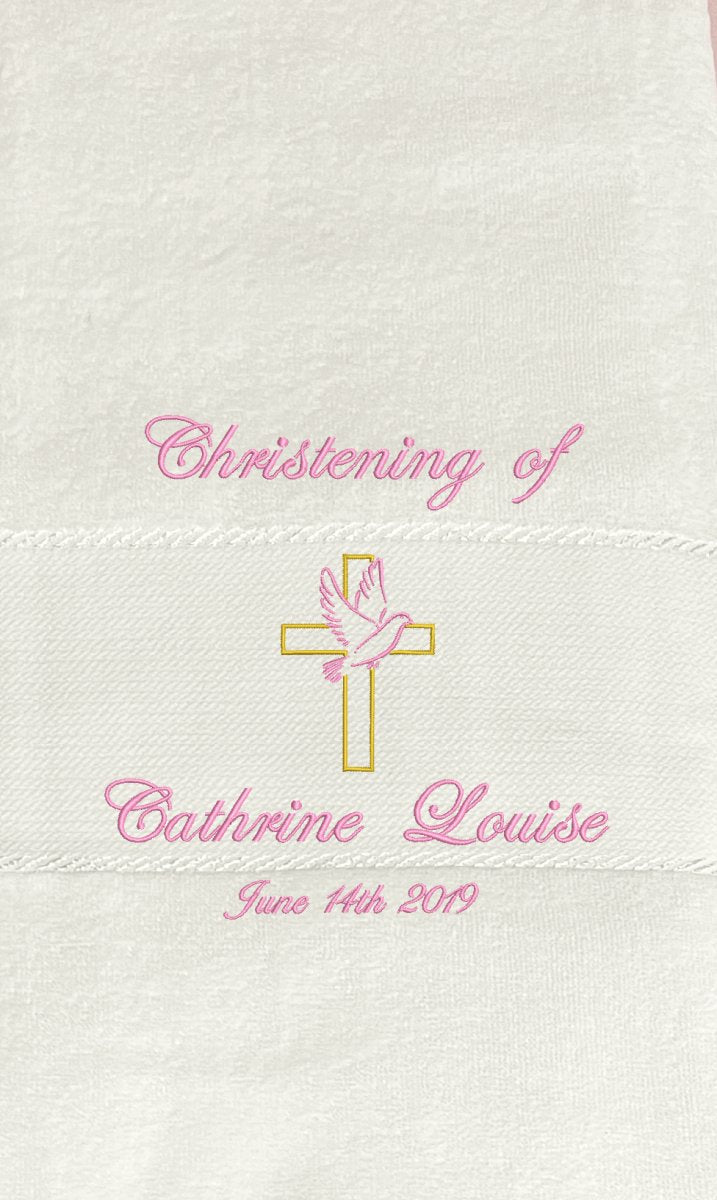 Customised Embroidered Christening Towel — Girl, a Treasured Keepsake