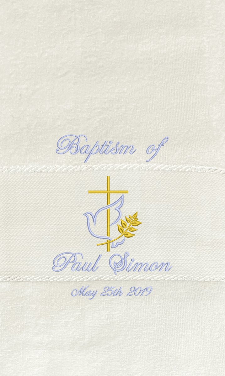 Customised Embroidered Towel - Baptism Boy 2 - JMJ Catholic Products#variant