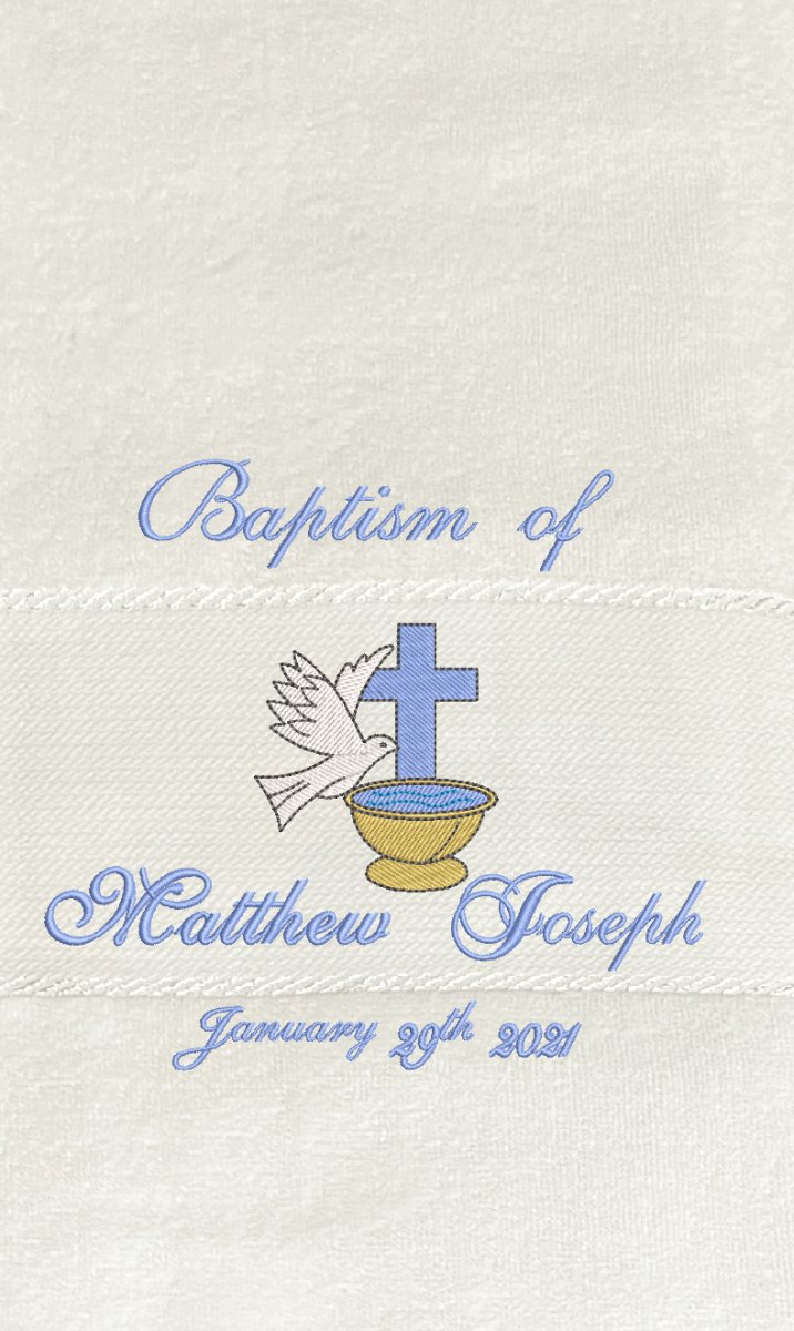 Customised Embroidered Towel - Baptism, Boy 3 - JMJ Catholic Products#variant