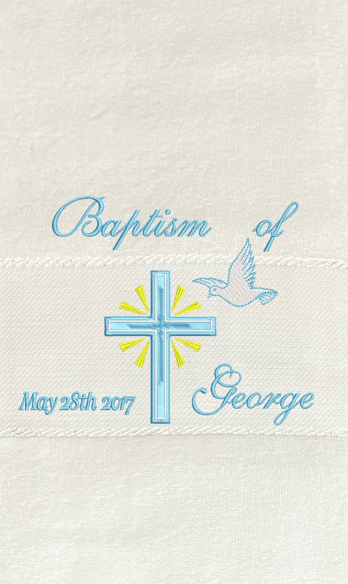 Customised Embroidered Towel - Baptism, Boy 4 - JMJ Catholic Products#variant