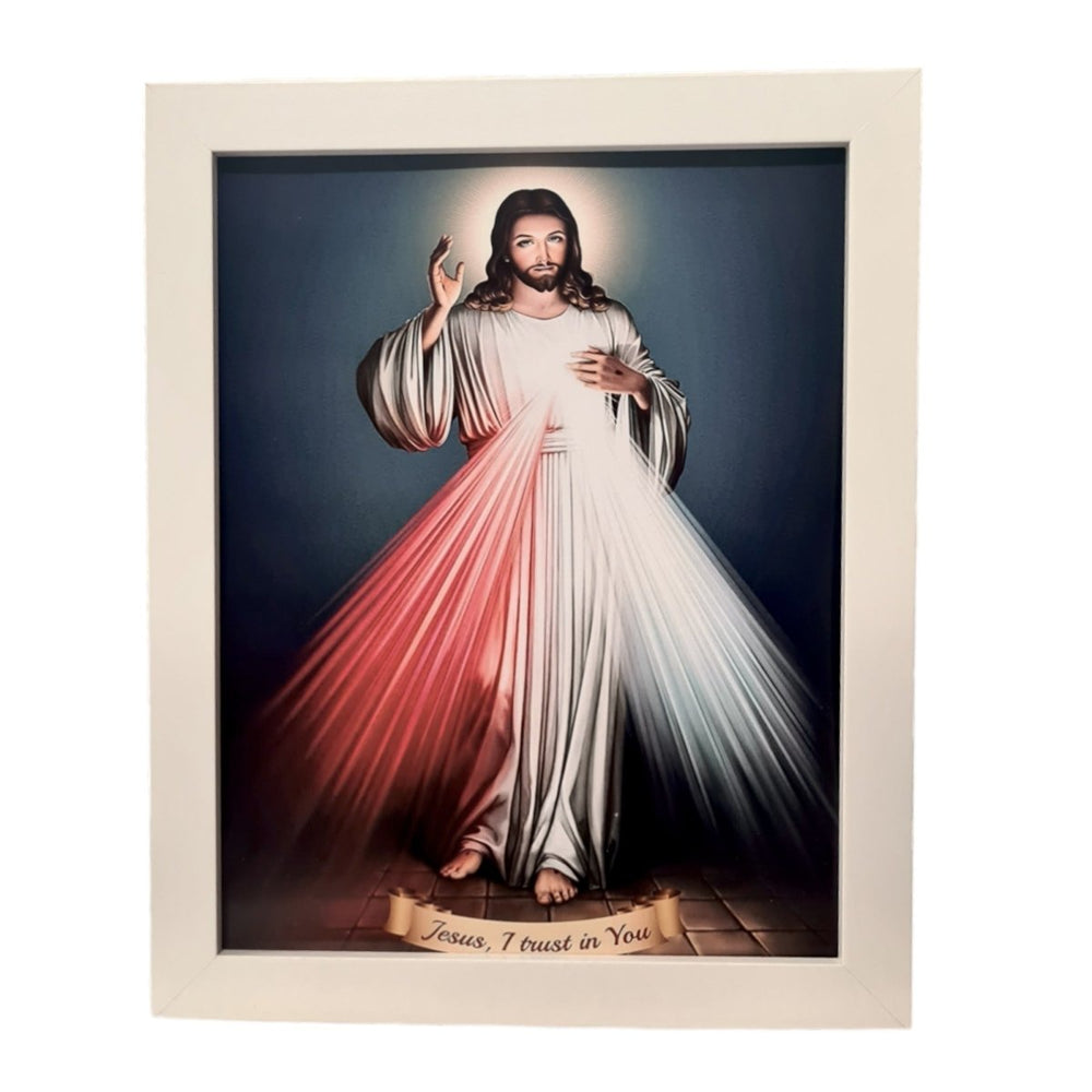 Divine Mercy - White timber frame - JMJ Catholic Products#variant