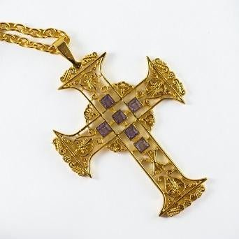 Filigree design Gold Plated Pectoral Cross with chain (#Pect3) 1 in stock - JMJ Catholic Products#variant