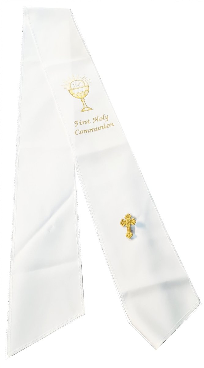 First Communion stoles (white and gold) free delivery - JMJ Catholic Products#variant