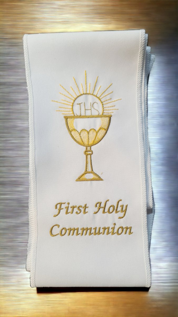 First Communion stoles (white and gold) free delivery - JMJ Catholic Products#variant