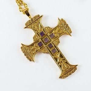 Gold Plated Antique Design Pectoral Cross with chain (#Pect2) 1 in stock - JMJ Catholic Products#variant