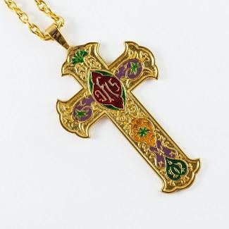 Gold plated inlaid Pectoral Cross/chain (#Pect4) - JMJ Catholic Products#variant