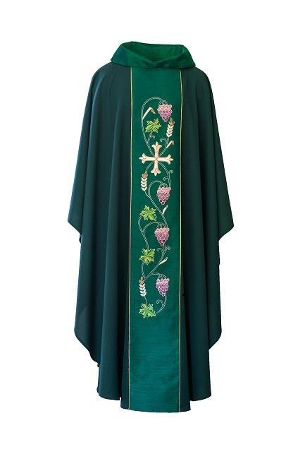 Hand Embroidered Chasuble — Silk Duoponi Orphrey - JMJ Catholic Productsvariant