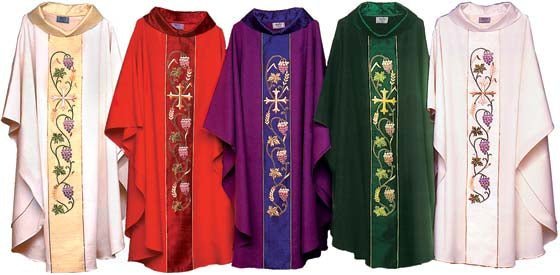 Hand Embroidered Chasuble — Silk Duoponi Orphrey - JMJ Catholic Productsvariant