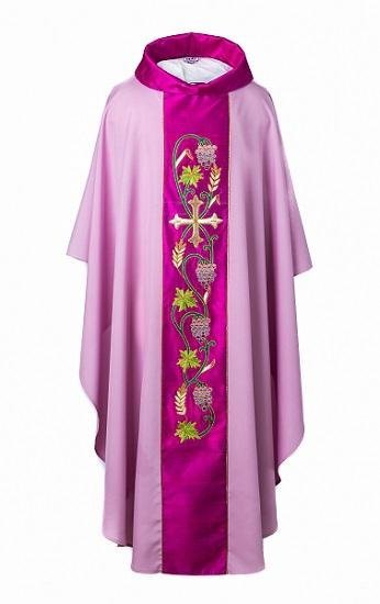 Hand Embroidered Chasuble — Silk Duoponi Orphrey - JMJ Catholic Productsvariant