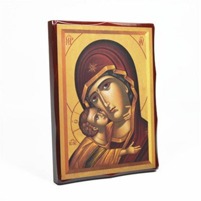 Holy Mother and Child - Brown Wooden Plaque (16 x 21 cm) - JMJ Catholic Productsvariant