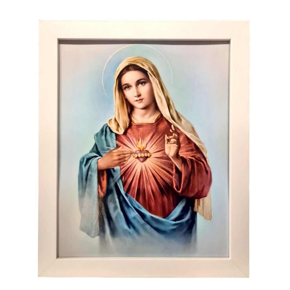 Immaculate Heart- White timber frame - JMJ Catholic Products#variant