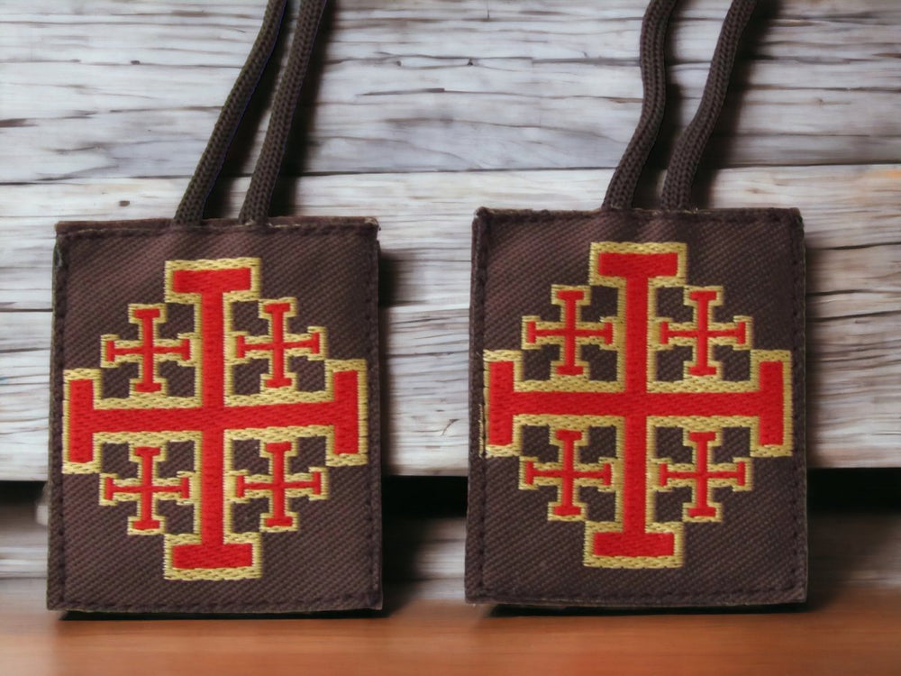 Jerusalem Cross Scapular leather (free shipping) - JMJ Catholic Products#variant