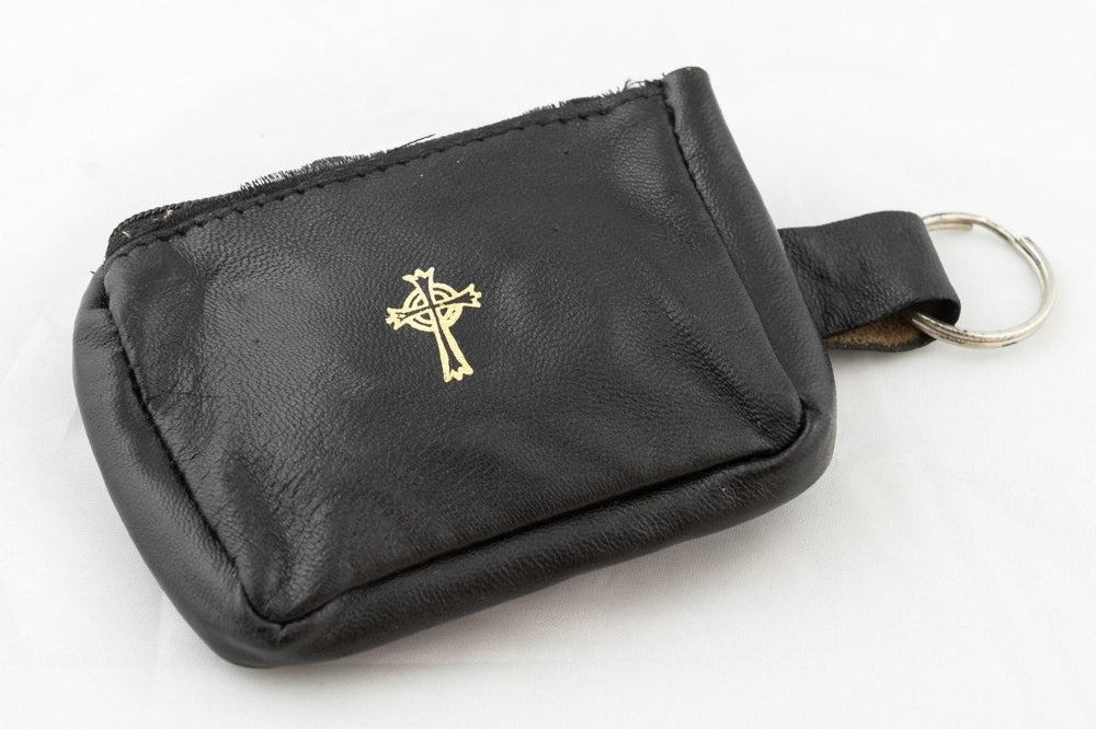 Key Ring Rosary & Coin Case — Soft Sheepskin Leather (2 Colours) - JMJ Catholic Productsvariant