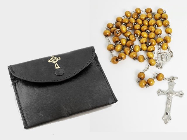 Leather Rosary & Coin Case — Soft Sheepskin (2 Colours) - JMJ Catholic Productsvariant