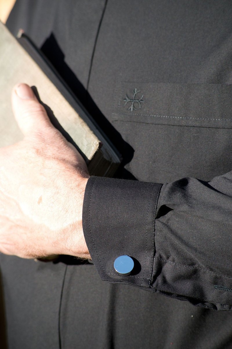 Men's Traditional Clergy Shirt — Long Sleeve, Tab Collar, Black (100% Cotton, Limited Stock) - JMJ Catholic Productsvariant