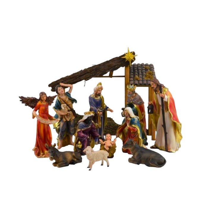 Nativity with barn (32cm/11 Pieces) - JMJ Catholic Products#variant