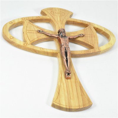 Natural wood Crucifix 25cm on Stand - JMJ Catholic Products#variant