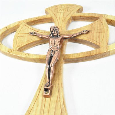 Natural wood Crucifix 25cm on Stand - JMJ Catholic Products#variant