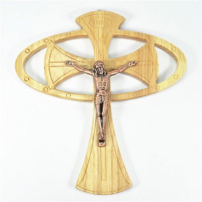 Natural wood Crucifix 25cm on Stand - JMJ Catholic Products#variant