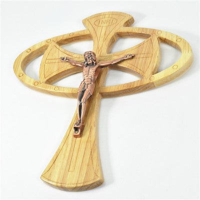 Natural wood Crucifix 25cm on Stand - JMJ Catholic Products#variant