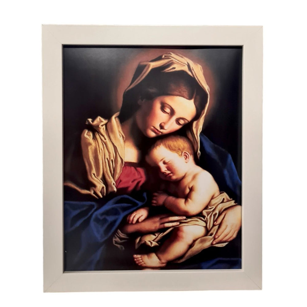 Our Lady 1- White timber frame - JMJ Catholic Products#variant
