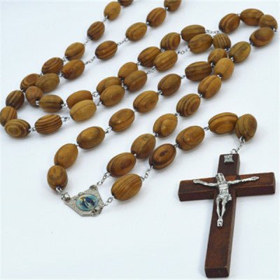 Our Lady of Grace - BIG WALL WOODEN BEAD ROSARY - JMJ Catholic Products#variant
