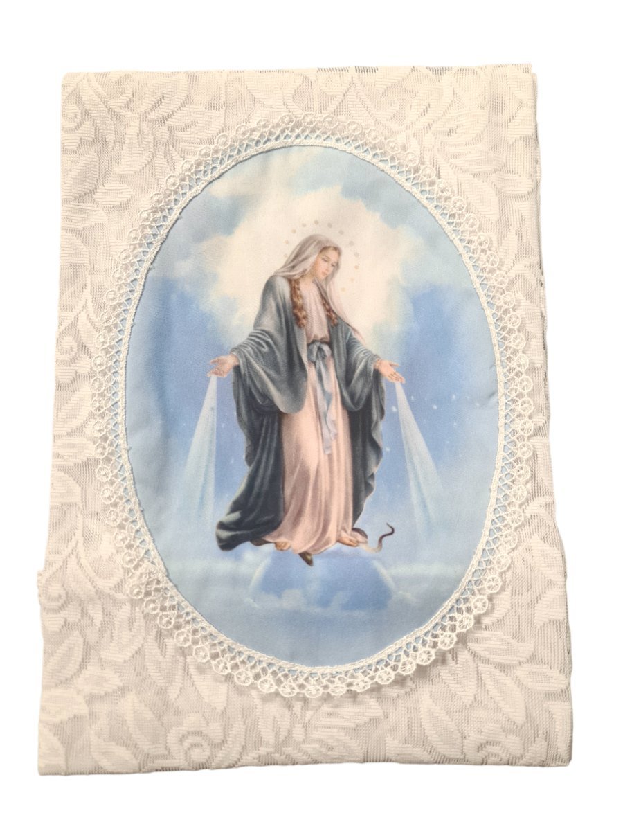 Our Lady of Grace Mantilla — Elegant White Lace - JMJ Catholic Productsvariant