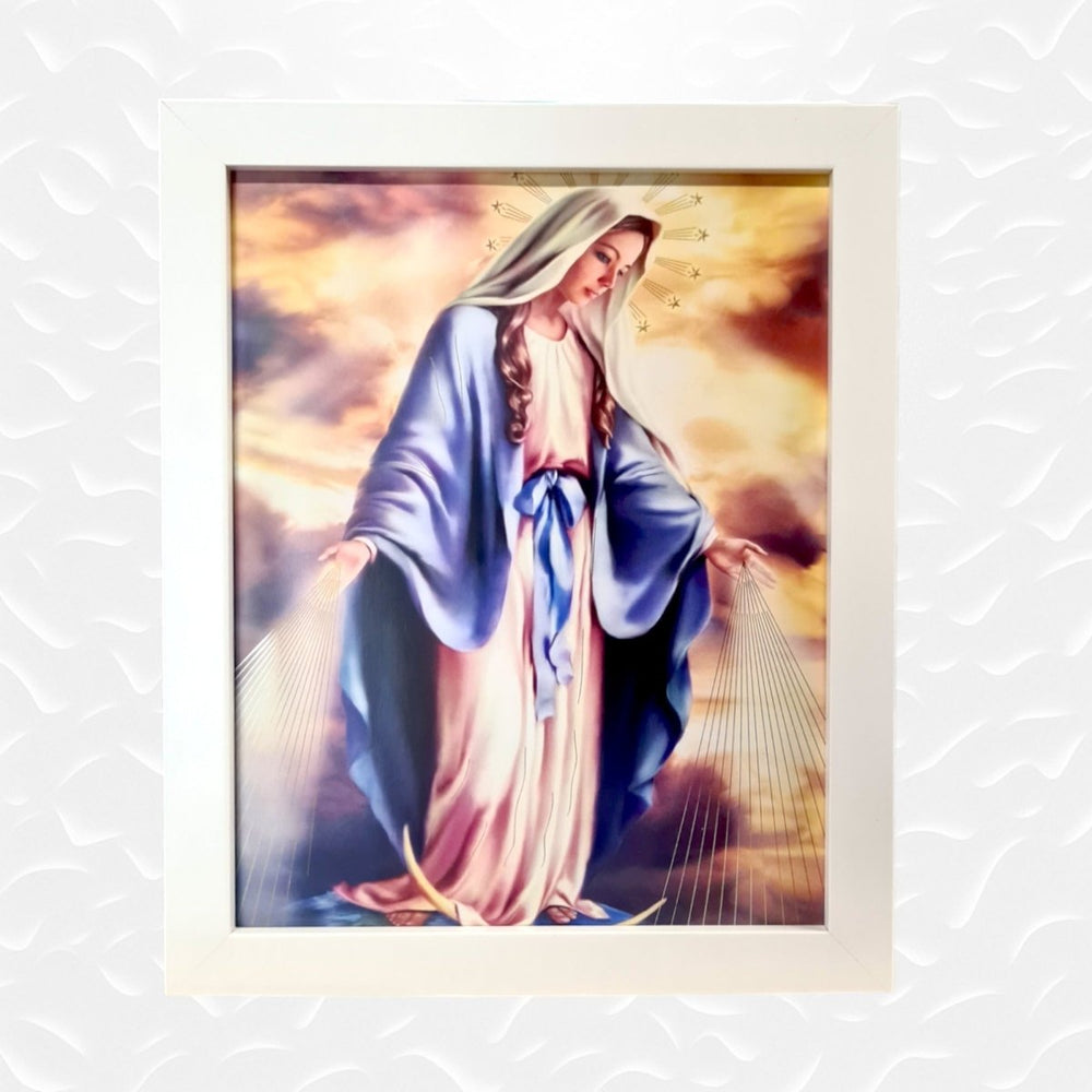 Our Lady of Grace - White timber frame - JMJ Catholic Products#variant