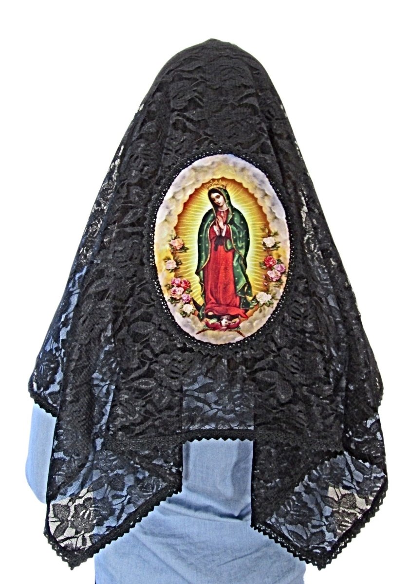 Our Lady of Guadalupe Mantilla — Graceful Black Lace - JMJ Catholic Productsvariant