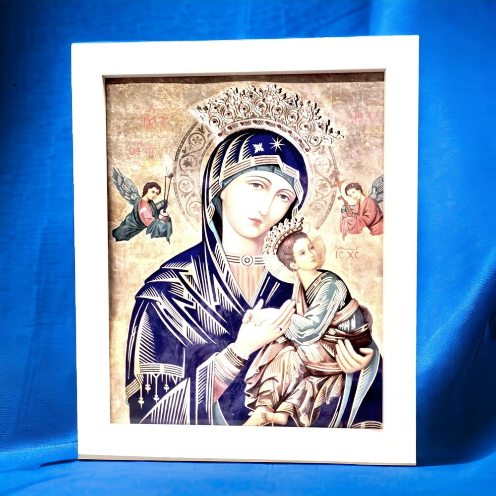 Our Lady of Perpetual Succor - white timber frame - JMJ Catholic Products#variant