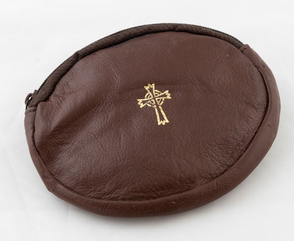OVAL REAL LEATHER ROSARY CASE (9502) Free Shipping - JMJ Catholic Products#variant