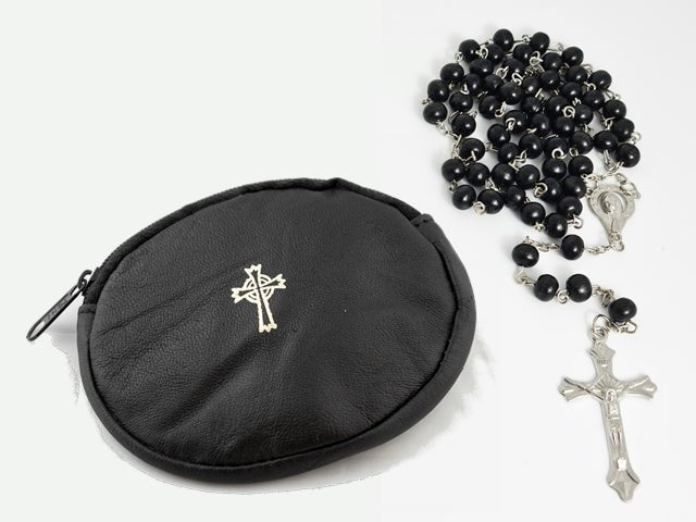 OVAL REAL LEATHER ROSARY CASE (9502) Free Shipping - JMJ Catholic Products#variant