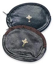 OVAL REAL LEATHER ROSARY CASE (9502) Free Shipping - JMJ Catholic Products#variant