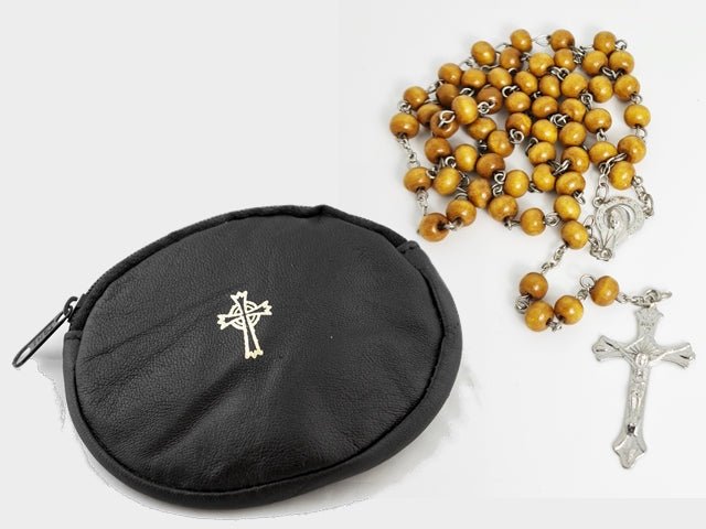 OVAL REAL LEATHER ROSARY CASE (9502) Free Shipping - JMJ Catholic Products#variant