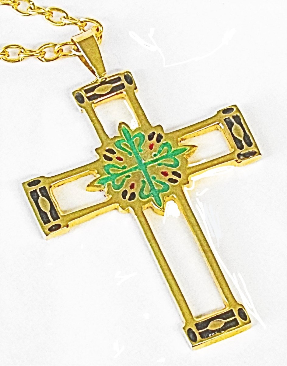 Pect #5-Gold Plated inlay cross - JMJ Catholic Products#variant