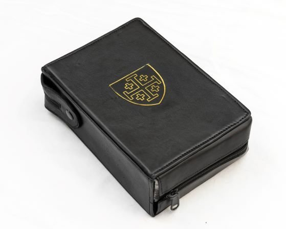 Premium Genuine Leather Breviary Missal Cover – Gold Jerusalem Shield Embossed - JMJ Catholic Productsvariant