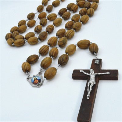 Sacred Heart - BIG WALL WOODEN BEAD ROSARY - JMJ Catholic Products#variant