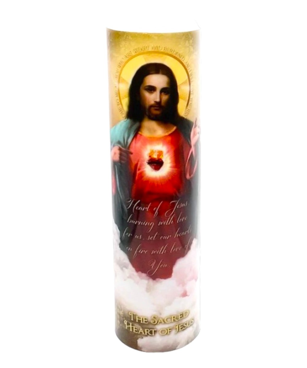 Sacred Heart of Jesus LED Prayer Candle 20cm - JMJ Catholic Products#variant