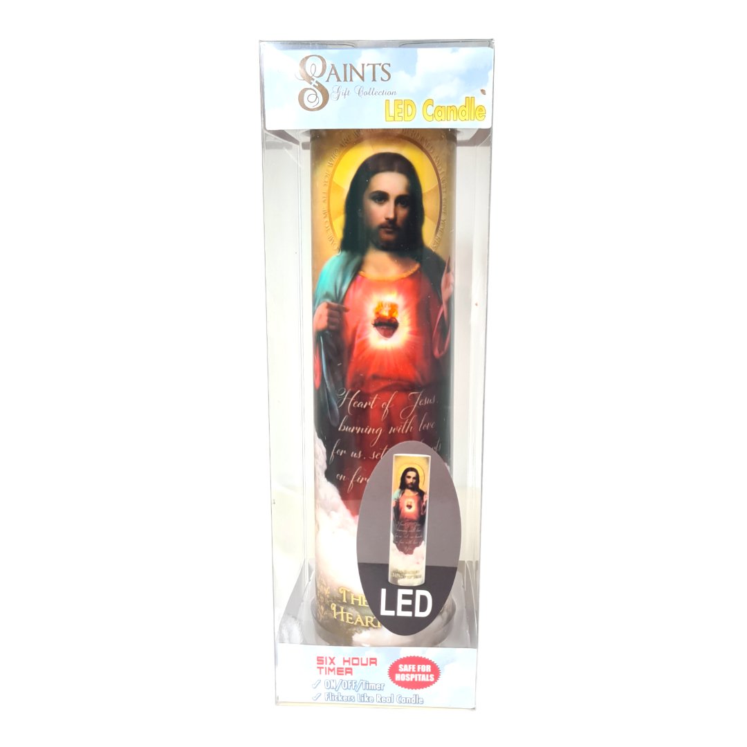 Sacred Heart of Jesus LED Prayer Candle 20cm - JMJ Catholic Products#variant