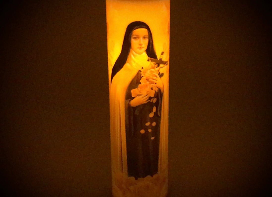 Saint Therese of Lisieux - LED Candle 20cm - JMJ Catholic Products#variant
