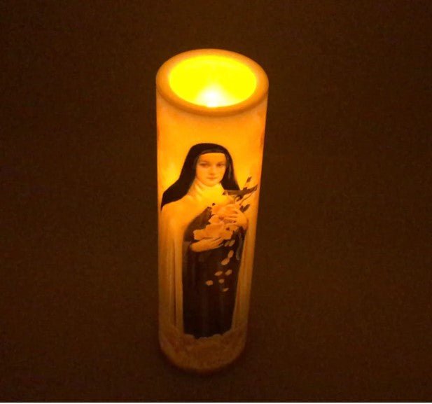 Saint Therese of Lisieux - LED Candle 20cm - JMJ Catholic Products#variant