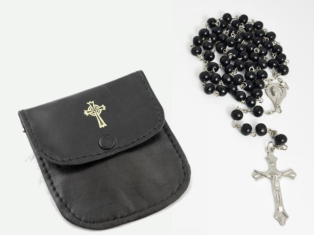 Semi-Oval Rosary & Coin Case — Soft Sheepskin Leather (2 Colours) - JMJ Catholic Productsvariant