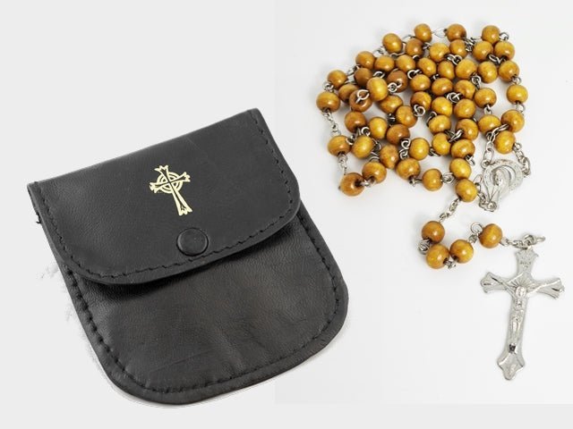 Semi-Oval Rosary & Coin Case — Soft Sheepskin Leather (2 Colours) - JMJ Catholic Productsvariant