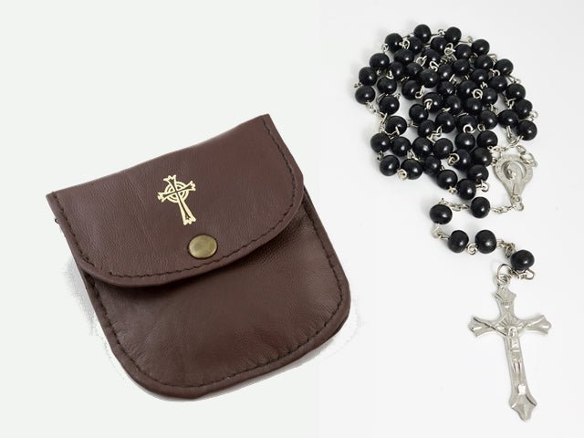 Semi-Oval Rosary & Coin Case — Soft Sheepskin Leather (2 Colours) - JMJ Catholic Productsvariant