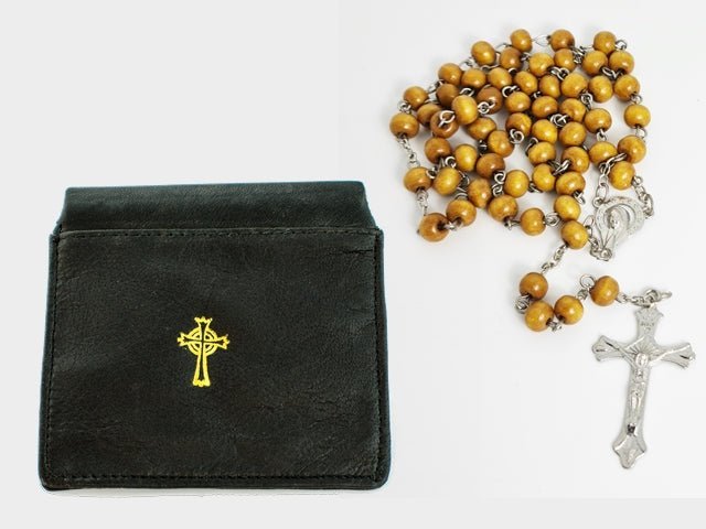 Snap-Top Leather Rosary Case — Black - JMJ Catholic Productsvariant