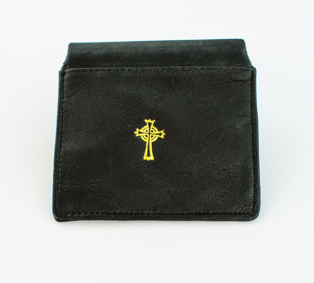 Snap-Top Leather Rosary Case — Black - JMJ Catholic Productsvariant