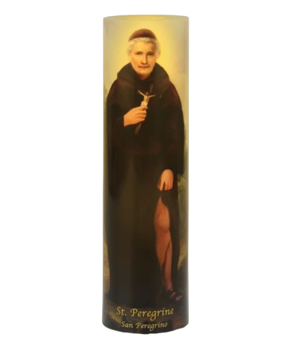 St. Peregrine, Patron of Cancer Patients - LED Candle 20cm - JMJ Catholic Products#variant