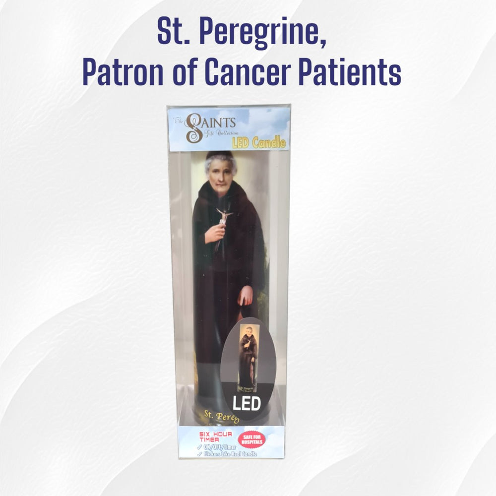 St. Peregrine, Patron of Cancer Patients - LED Candle 20cm - JMJ Catholic Products#variant