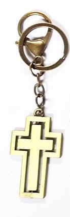 Steel Gold Crucifix keyring (free shipping) - JMJ Catholic Products#variant